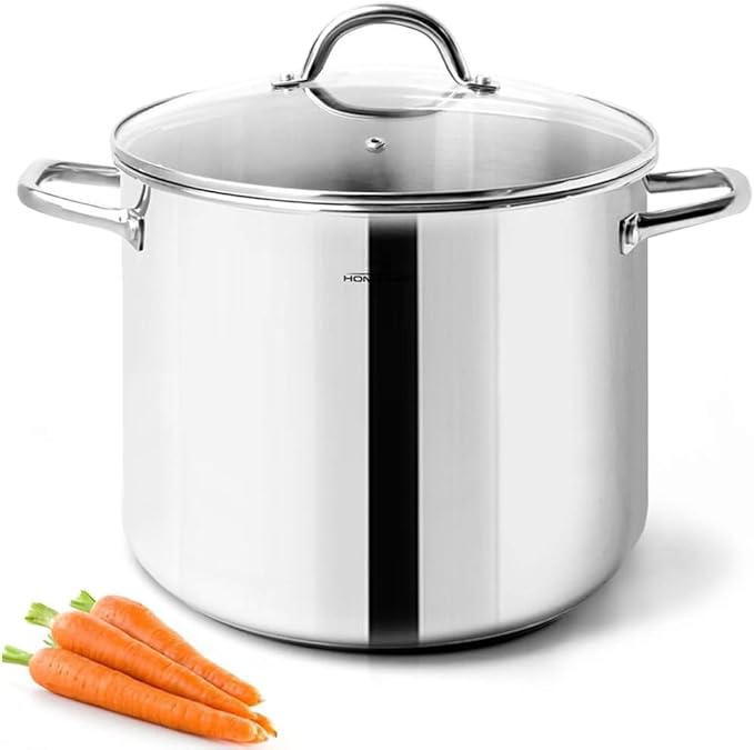 HOMICHEF Small Stock Pot 4 Quart Nickel Free Stainless Steel - Small 4Qt Stockpot With Glass Lid - Soup Pot Cooking Pot 4 Quart