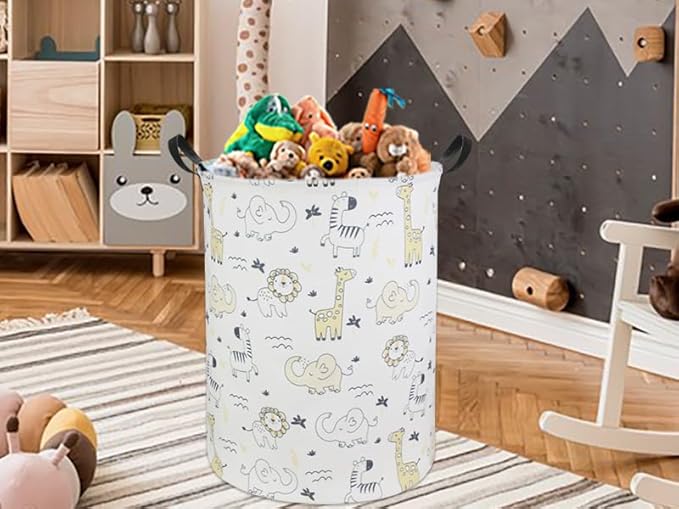 HIYAGON Baby Laundry Hamper Basket Baby Hamper for Nursery Boy and Girl Cute Kids Toys Storage Bin Organizer Animal Room Decor(Animals)