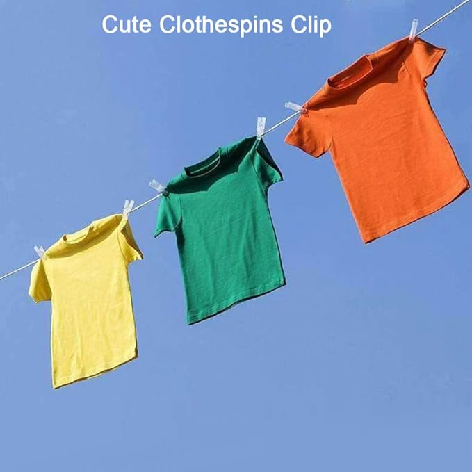 100 Pcs Mini Clear Photo Clips, Mini Clothespins Clip, Clothes Line Clips, Mini Transparent Plastic Clips