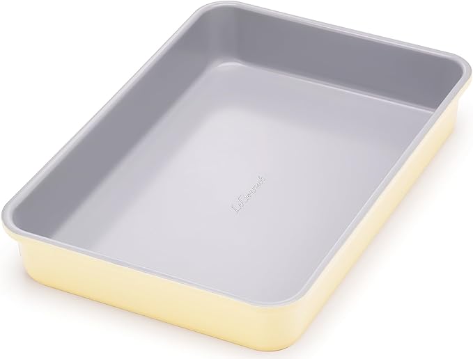 LeGourmet Nonstick Rectangle Baking Pan 9x13 Inch, Ceramic Coating, Non-Toxic, Rust Resistant Aluminized Steel, Perfect Baking Dish for Brownie Cake, Roasting, Lasagna - Rosemary