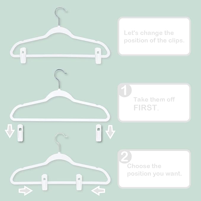 Trgowaul Velvet Hangers Clips, Pants Hangers Velvet Clips, Strong Finger Clips Perfect for Thin Velvet Hangers