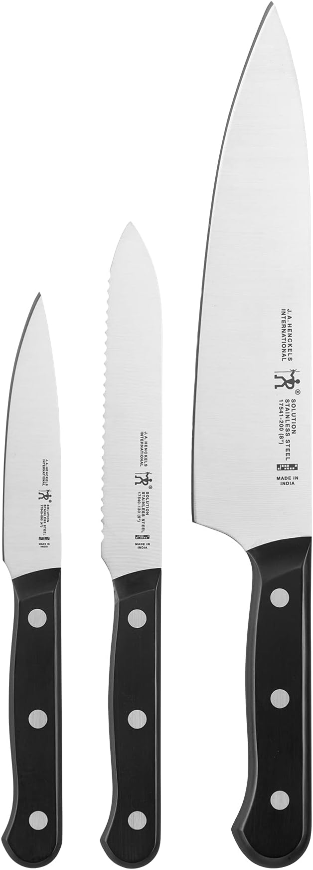 Henckels Solution 3-Pc Starter Knife Set, Razor-Sharp, German Engineered