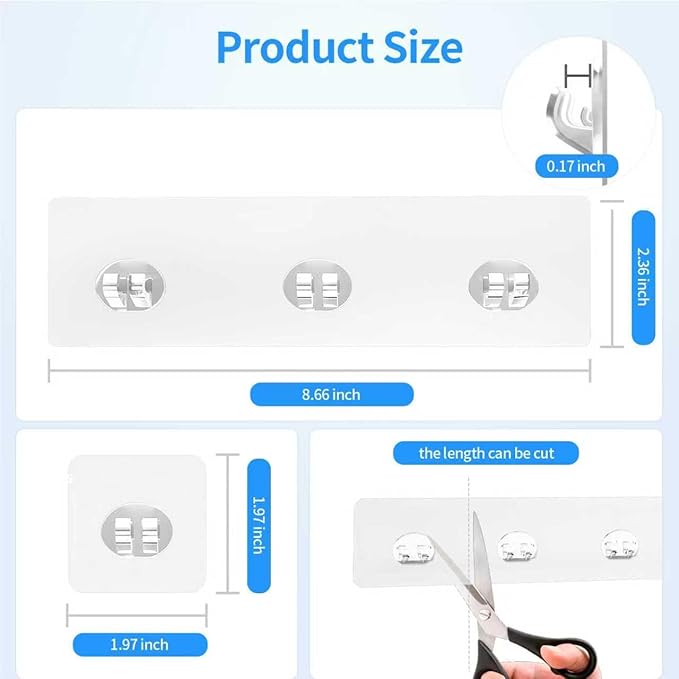 Elegant Shower Caddy Adhesive Replacement, 6 PCS Strong Waterproof Adhesive Hooks and Strips for Shower Shelf and Bathroom Storage Shelf, No Drilling Also Fit Kitchen Rack