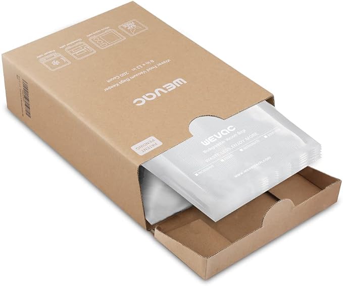 Wevac Vacuum Sealer Bags, Multiple Sizes, 200Pack Precut Bags, 6 Vac Rolls