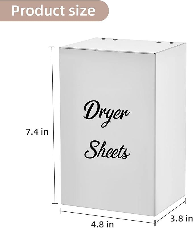 Magnetic Dryer Sheet Holder for Laundry Room Organizition ,Metal Dryer Sheet Container with lid,Dryer Sheet Dispenser,Wall Dryer Sheet Box,Fabric Sheet Holder,Laundry Detergent Sheets Dispenser