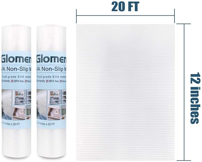 Refrigerator Liners, Shelf Liners for Kitchen Cabinet, Washable Oil-Proof for Drawer, Cabinet, Shelves, Refrigerator, Storage, 12 Inches x 20 FT, Non-Slip Cabinet Liner (12 Inches x 20 FT x 2 Rolls)…
