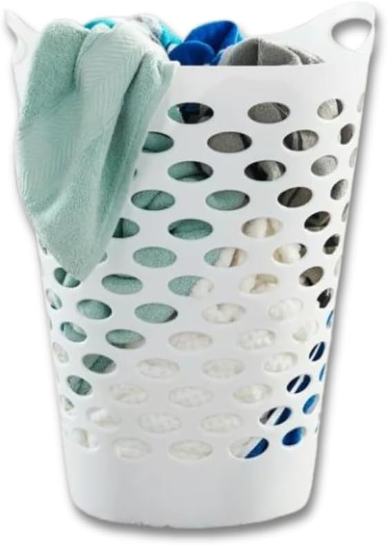 Tall Flex Laundry Basket Plastic Hamper for Clothes, Bedroom, and Storage with Handles 17.75" x 17.25" x 26"