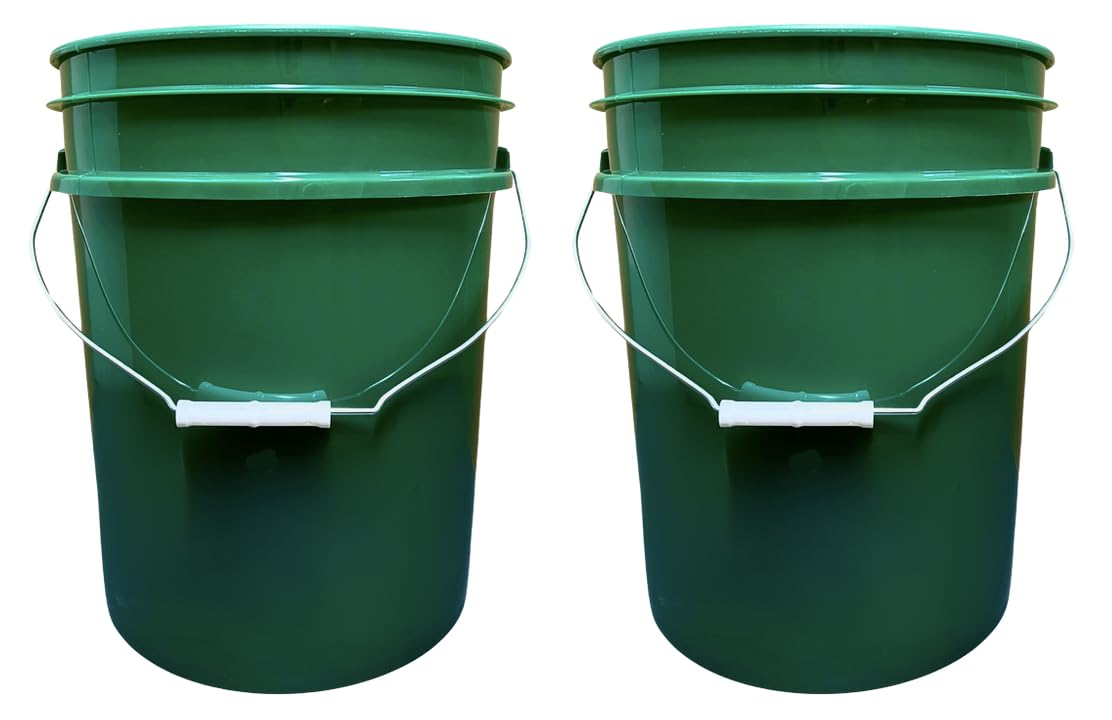 House Naturals 5 Gallon Premium HPDE Plastic Bucket - Made in USA Food Grade Container, BPA Free All Purpose Pail (5, Red)