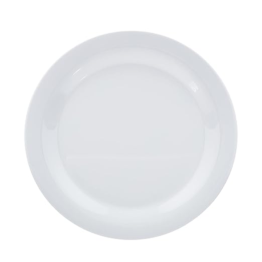 Amazon Basics Melamine Dinner Plates for Restaurants and Home, Dishwasher Safe, BPA Free, Break and Crack Resistant, 10.5", White, 6-Piece Set