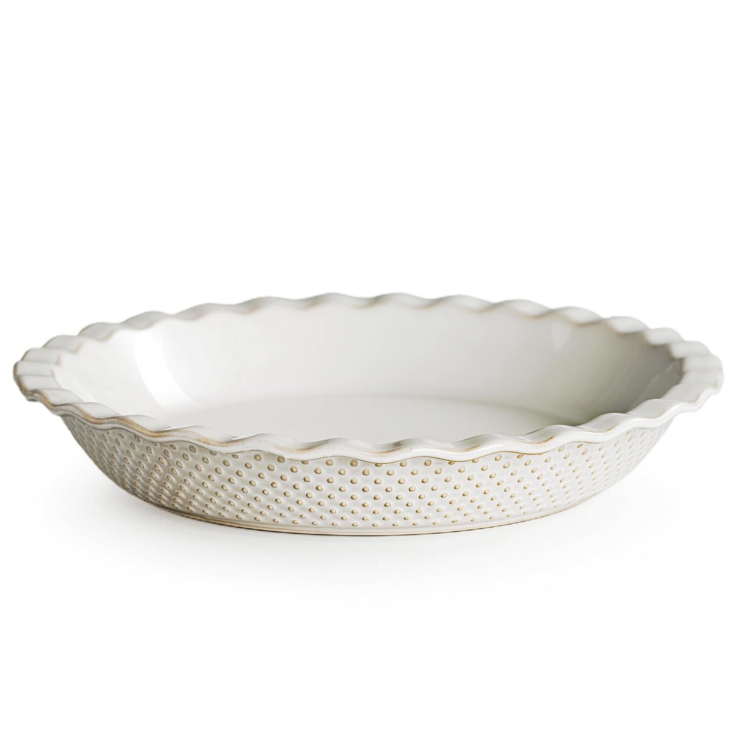 getstar Ceramic Pie Pan, 9 inch Pie Dish for Baking, Non-Stick, Oven & Dishwasher Safe, Farmhouse Decor Quiche Baking Dish, Pie Plate, Deep Dish Pie Pan (Embossed Dots)