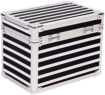 Vaultz Medicine Storage Box w/Combination Lock - 4 x 6 x 4 Inches Cabinet Safe, Black & White Stripes