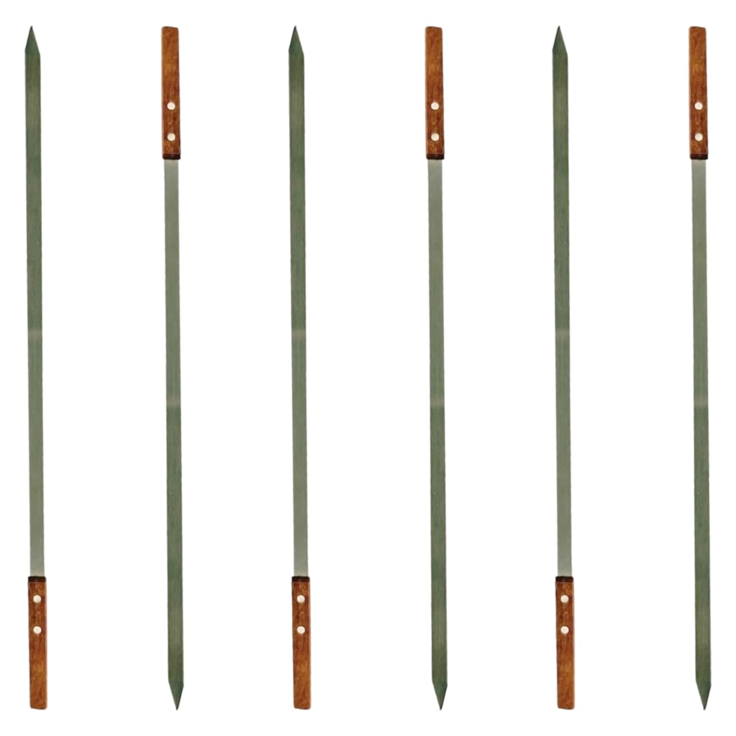 Premium Stainless Steel Barbecue Skewers BBQ Outdoor Grill Skewer stick Barbecue Fork with Solid Wood Handle for Grilling Shish Kebob Koubideh Persian Brazilian Kebab 1" wide + 1 Free Skewer (6pcs)