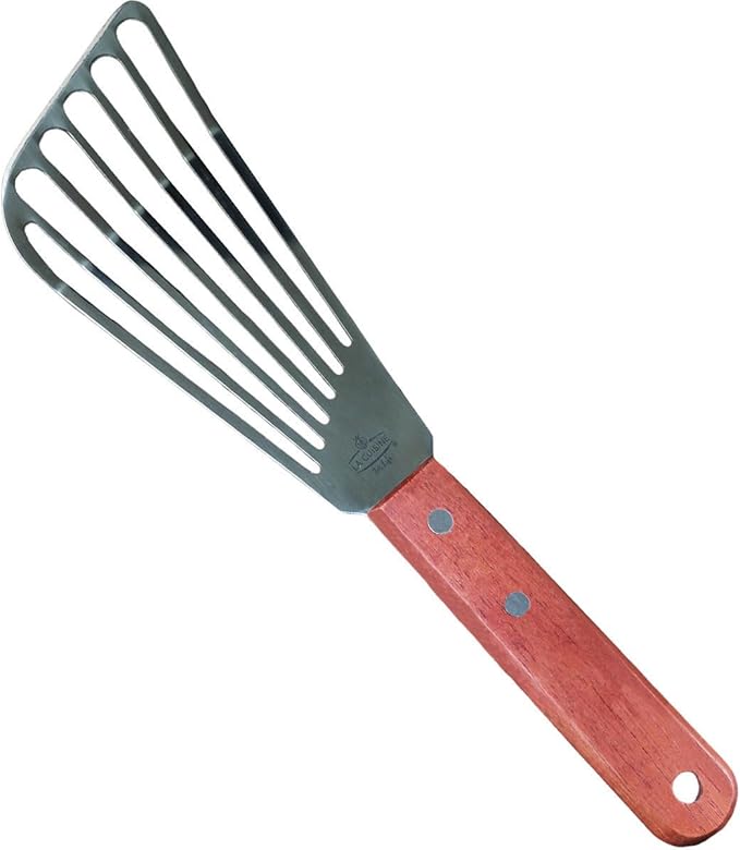 La Cuisine Extra‑Wide Stainless Steel Spatula with Wooden Handle, Heavy‑Duty 5x6" Burger Turner for BBQ, Flat Top Griddle, Blackstone Grill & Smash Burgers