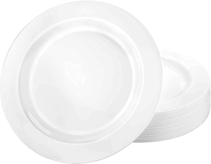 Lillian Tablesettings 240 Count Plastic Plates 10.25 inch Premium Quality Heavyweight China Like Disposable Plates, Wedding and Party Dinnerware, Crystal Clear - Value Pack 240 Count