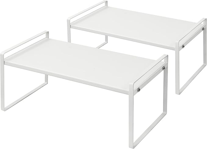 Nxconsu Stackable Cabinet Shelf Organizer 2 Pack, Wide Black