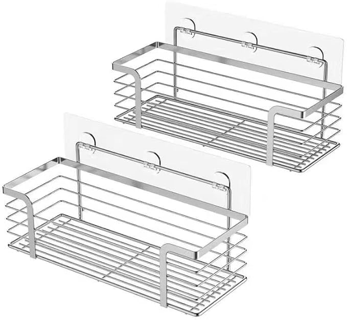 2pcs Shower Caddy Adhesive Replacement,Shower Shelves Adhesive Strip Pad Shower Organizer Sticker Replacement Bathroom Heavy Duty Strong Sticky Wall Adhesive
