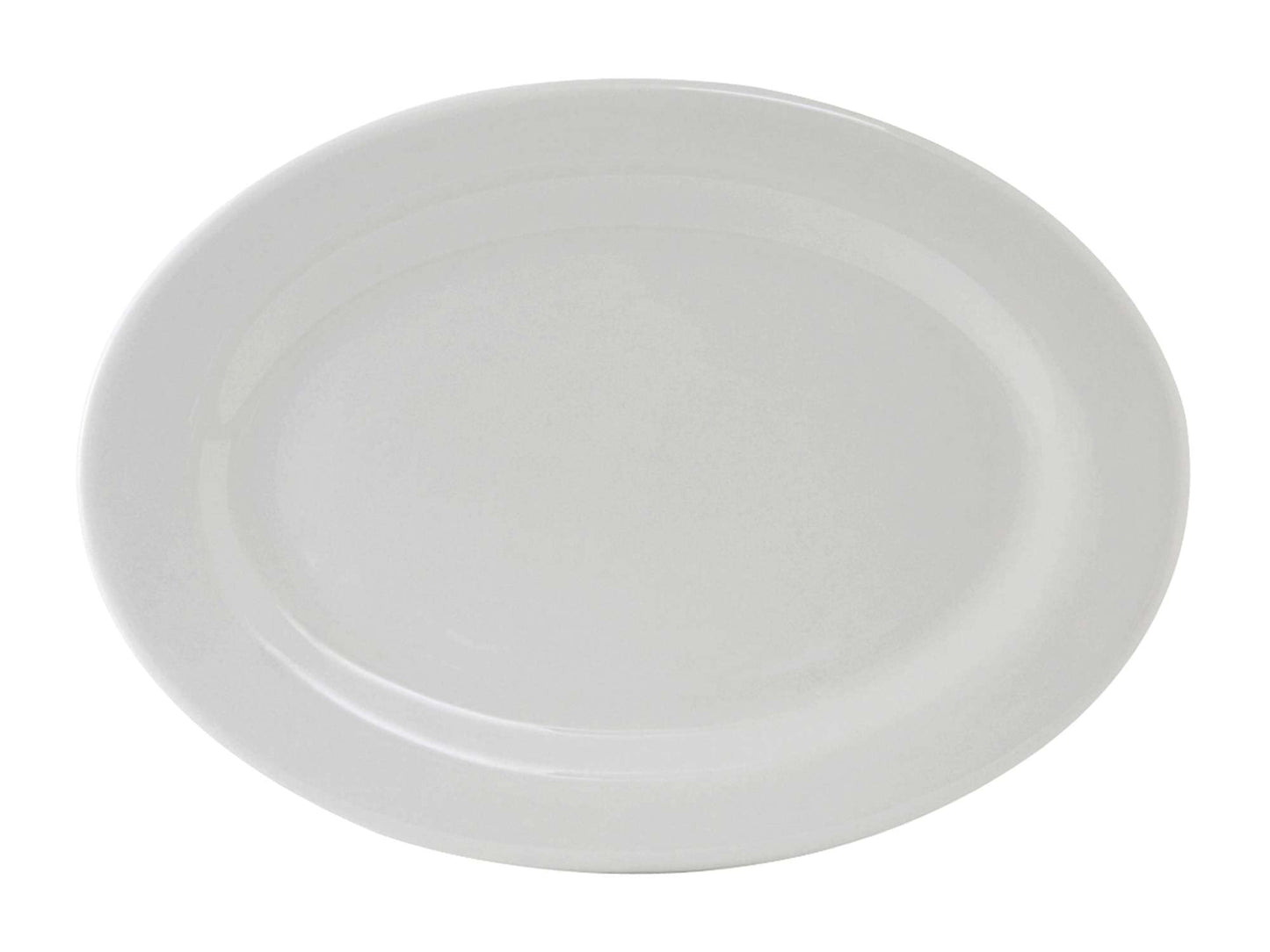 Tuxton China ALH-160 Platter, 16-1/8" x 11-1/4", Oval, Wide Rim, Rolled Edge, Microwave and Dishwasher Safe, Oven Proof, Fully Vitrified, Alaska, Porcelain White, Pack of 6