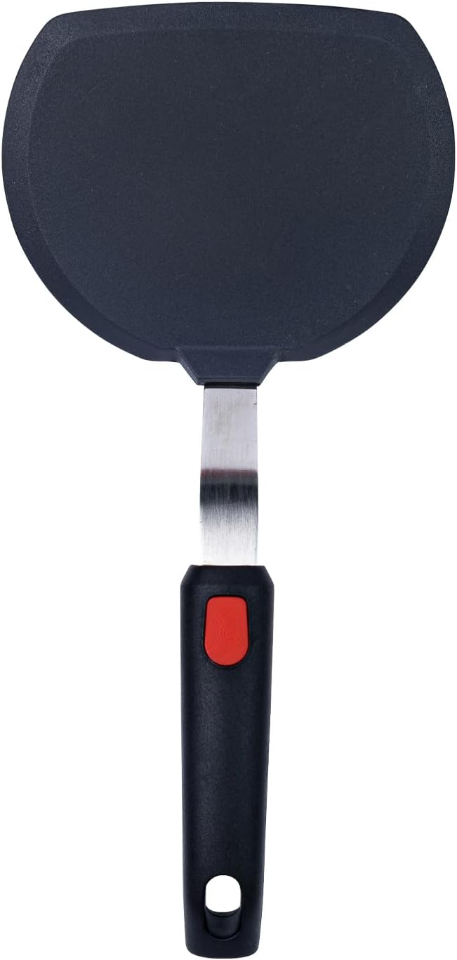 Dalup Enterprises Wide Silicone Pancake Spatula – Large Heat-Resistant Turner for Cooking | Nonstick Safe | Stainless-Steel Reinforced Core & Easy-Grip Handle