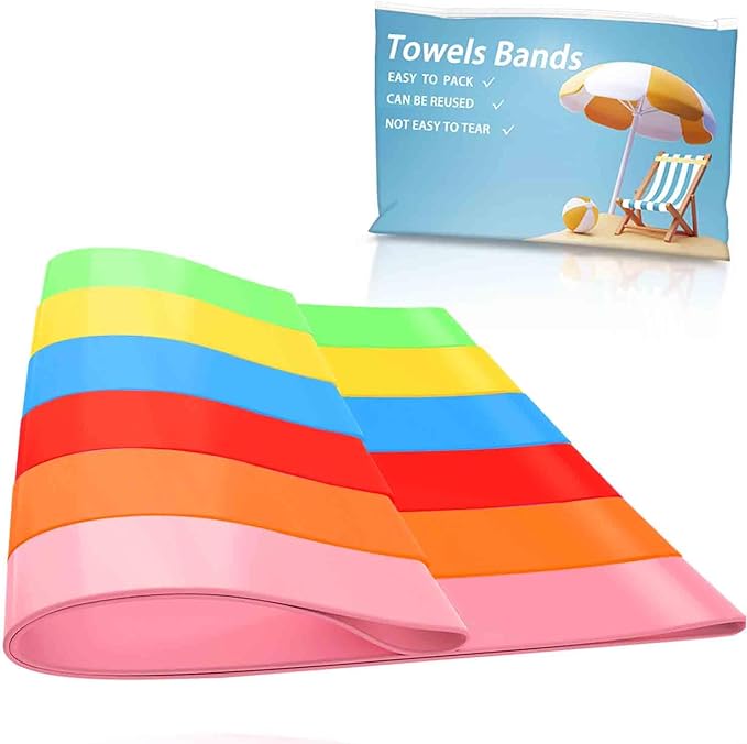 Towel Bands for Cruise and Beach Chairs - Ship Essentials - Alternative to Clips - Vacation Accessory Gifts - Thicken Bands 6 PCS