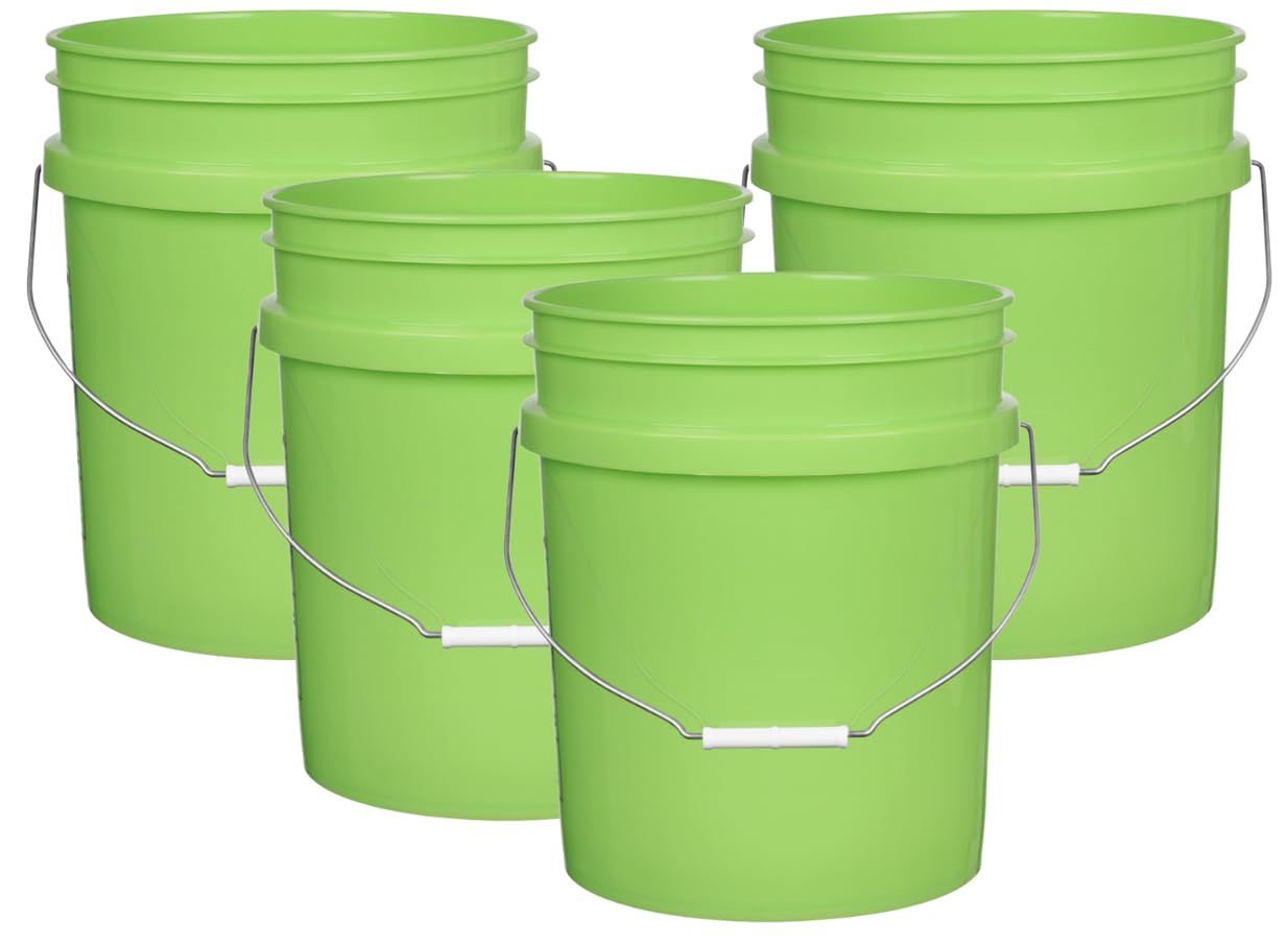 House Naturals 5 Gallon Premium HPDE Plastic Bucket - Made in USA Food Grade Container, BPA Free All Purpose Pail (5, Red)