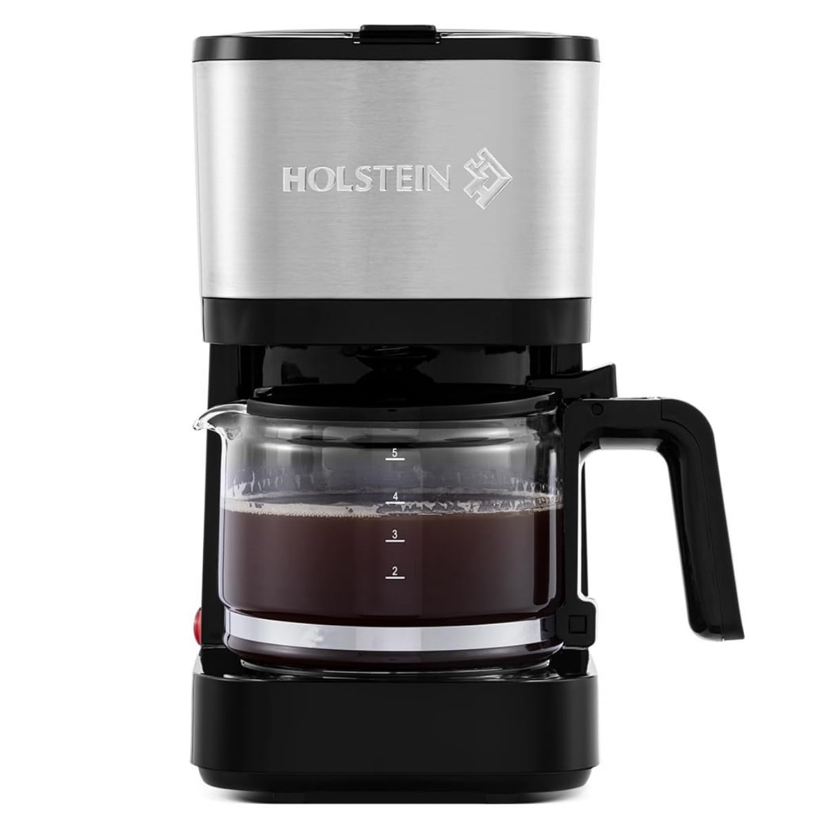 Holstein Housewares 5 Cup Drip Coffee Maker – Compact and User-Friendly with Auto Pause & Serve, Reusable Filter, Measuring Spoon & Glass Carafe, Office & Dorm Use, Yellow
