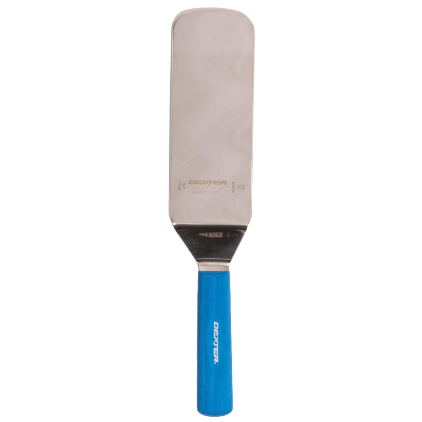 Dexter-Russell S286-8H-PCP Sani Safe Cake Turner | 8" x 3" Stainless Steel Blade | High Heat Resistant Blue Polypropylene Handle | NSF Certified | Made in USA