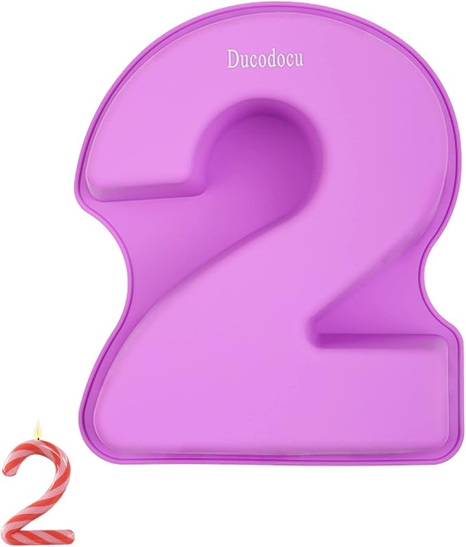 Ducodocu Large Silicone Number Cake Mould 3D Novelty Cake Pan DIY Baking Mold for Birthday Anniversary Number of 1 Purple