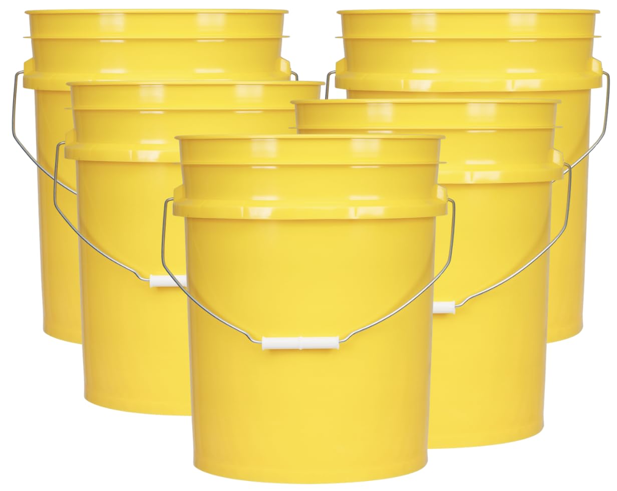 House Naturals 5 Gallon Premium HPDE Plastic Bucket - Made in USA Food Grade Container, BPA Free All Purpose Pail (5, Red)