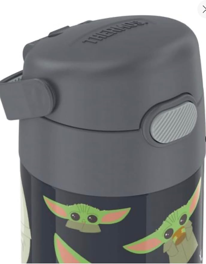 THERMOS FUNTAINER Water Bottle with Straw - 12 Ounce - Kids Stainless Steel Vacuum Insulated Water Bottle with Lid, Mandalorian