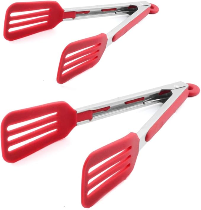 Cooking Tongs 9" and 12" Stainless Steel Kitchen Silicone Serving Tongs