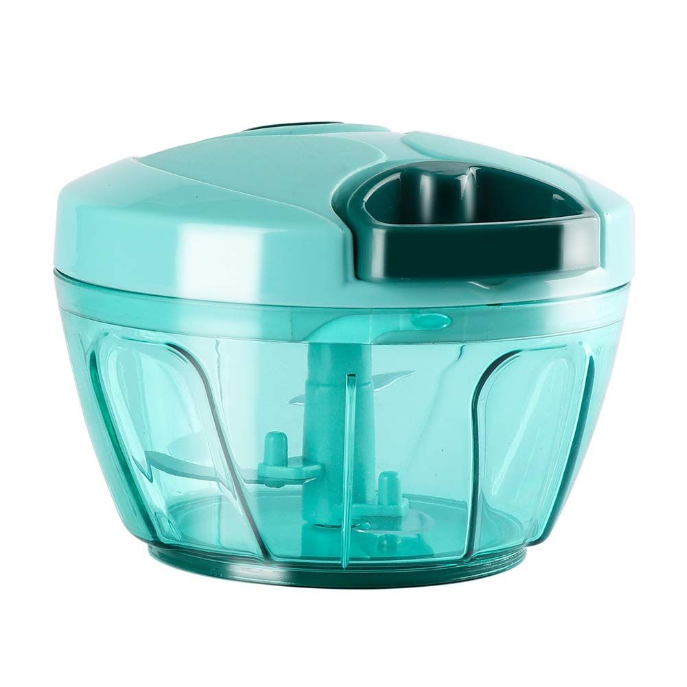 Cambom Manual Food Chopper Vegetable Cutter, Hand String Vegetable Chopper Onions Cutter for Vegetable Fruits Nuts BPA Free Food Safe Material, 900ml Blue