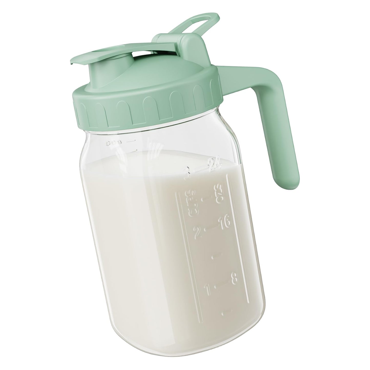 JunVpic Glass Pitcher with lid, 64 oz Wide Mouth Mason Jar