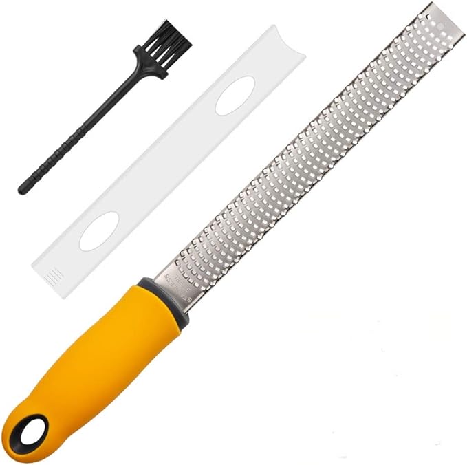 Pro Zester Grater, Lemon Parmesan Zester, Chocolate, With Razor-Sharp Stainless Steel Blade, Protective Cover and Cleaning brush, Dishwasher Safe, by Nspring