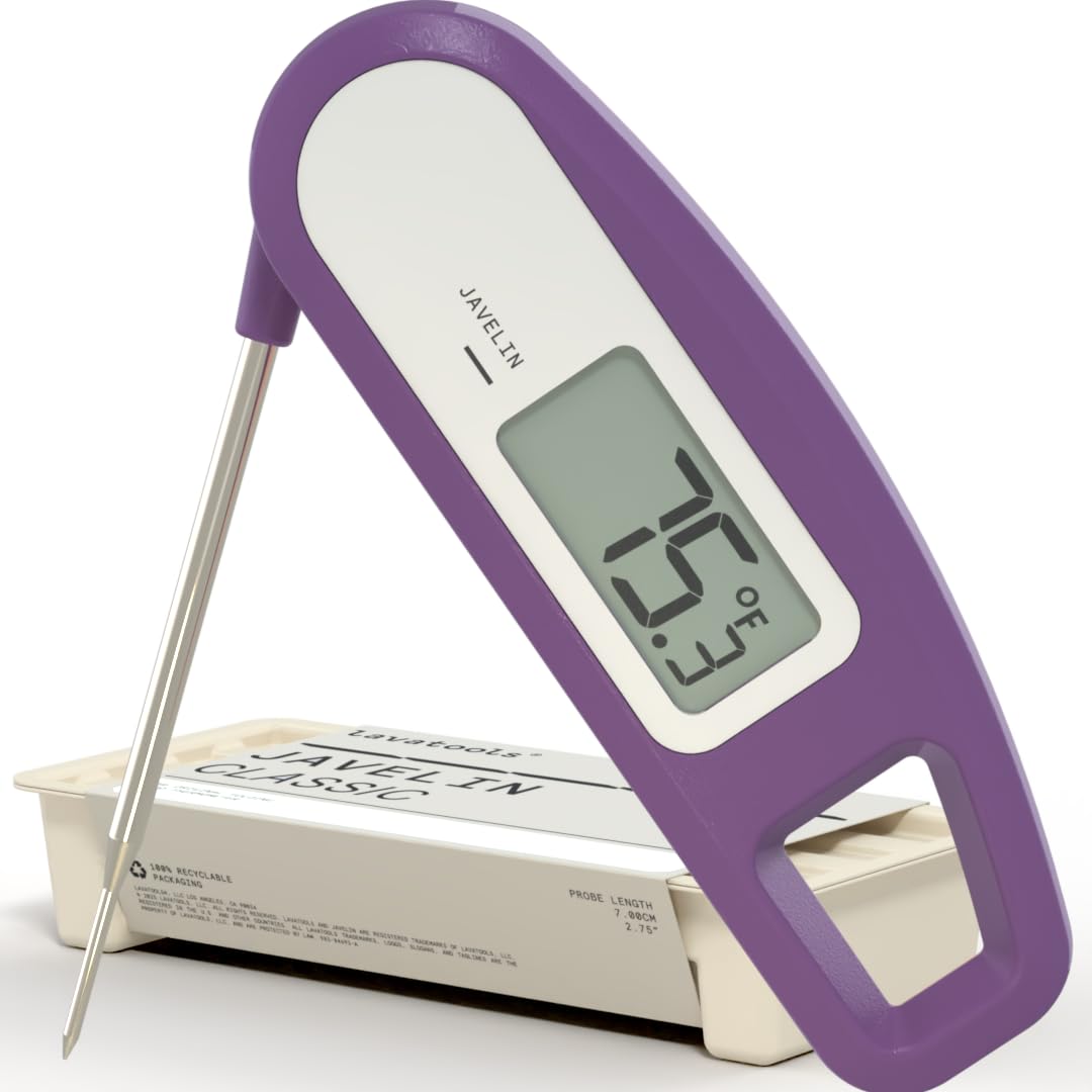 Lavatools Javelin® Ultra-Fast 3-Second Digital Instant Read Meat Thermometer for Grill and Cooking, 2.75" Probe, Compact Foldable Design, Large Display, IP65 Water Resistant, NSF Certified – Butter