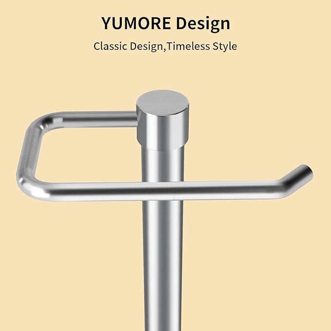 YUMORE Hand Towel Holder Stand Countertop Towel Rack Free Standing Towel Bar Hanger for Bathroom Kitchen (Brushed Nickel)