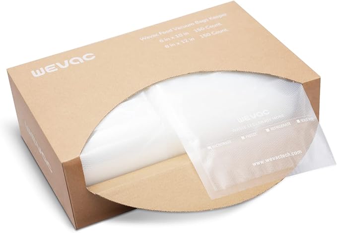 Wevac Vacuum Sealer Bags, Multiple Sizes, 200Pack Precut Bags, 6 Vac Rolls