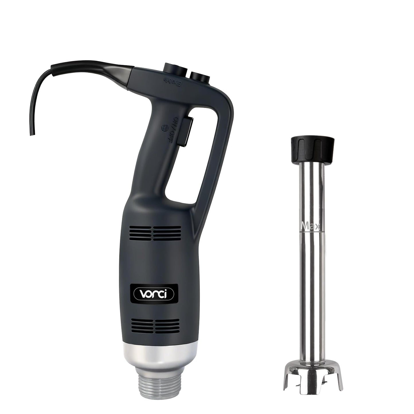 VONCI 500W Commercial Immersion Blender, 12" SUS 304 Removable Shaft, Heavy Duty Power Hand Mixer with Variable Speed 6000-20000RPM, Professional Electric Stick Blender for Restaurant Kitchen Use.