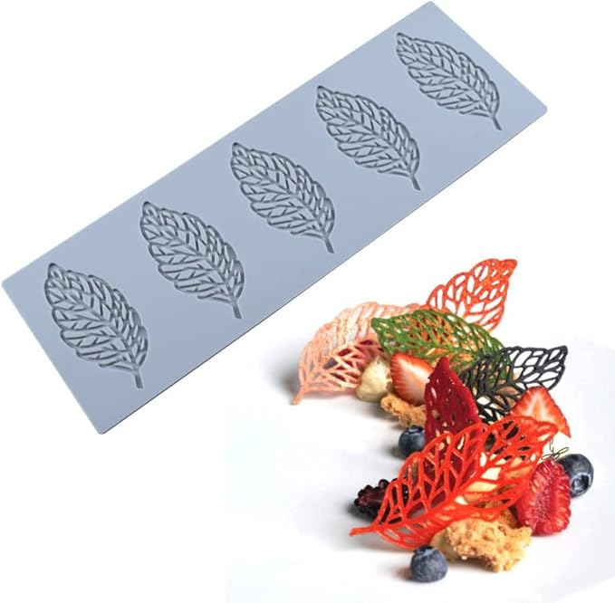 Hollow Leaf Silicone Mold Chocolate Candy 3D Hollow Leaf Candy Mold Food Cooking Meals Decorations Fondant Mold Polymer Clay Molds (Flower Net P_10.4x5.32x0.12inch)