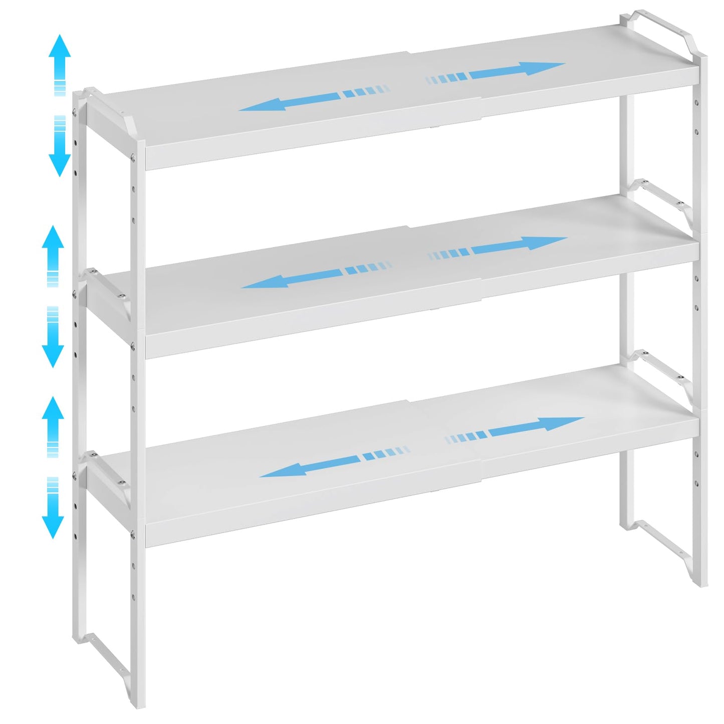 4 Pack Kitchen Cabinet Shelves Organizers, Kitchen Counter Storage Shelf Spice Rack, Expandable Length, Adjustable Height, Stackable, Sturdy 30LBS Bearing, Small Cupboard Tabletop Organizer Shelf Rack