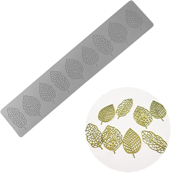 3D Hollow Leaf Fondant Lace Mold Multi Leaves Flower Candy Mold Chocolate Sugar Craft Cake Decoration Cupcake Top (C Coconut Tree_11.52 * 3.6 * 0.12inch)