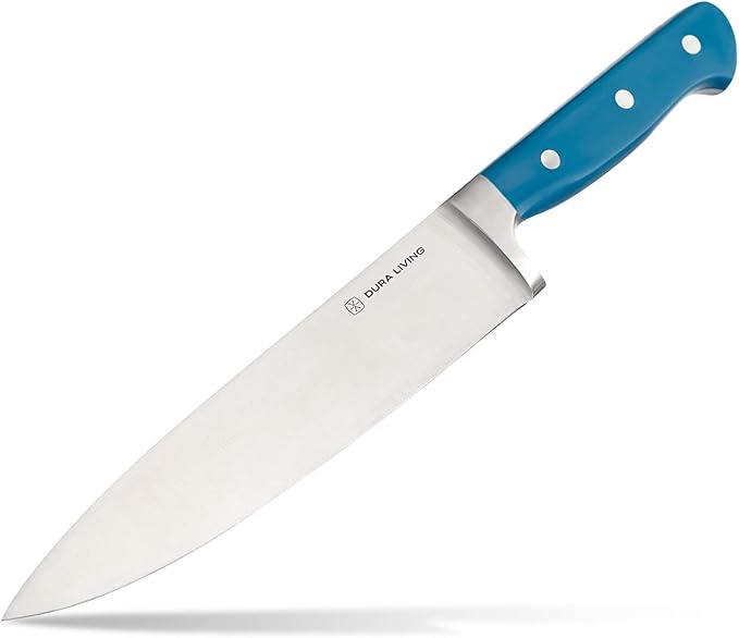 DURA LIVING 7-Inch Santoku Knife - Razor-Sharp High-Carbon Stainless Steel Blade, Forged Ergonomic Riveted Handle, Chef Knife for Chopping, Slicing & Dicing, Multipurpose Kitchen Knife, Home Chef