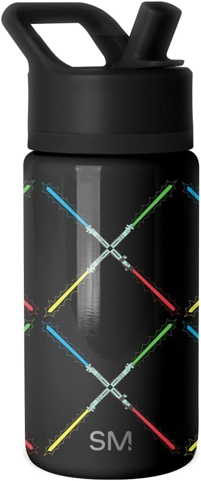 Simple Modern Kids Summit Water Bottle with Straw Lid | Star Wars 14oz Stainless Steel Cup Insulated Tumbler for Boys, Girls, School | Star Wars Saber Argyle