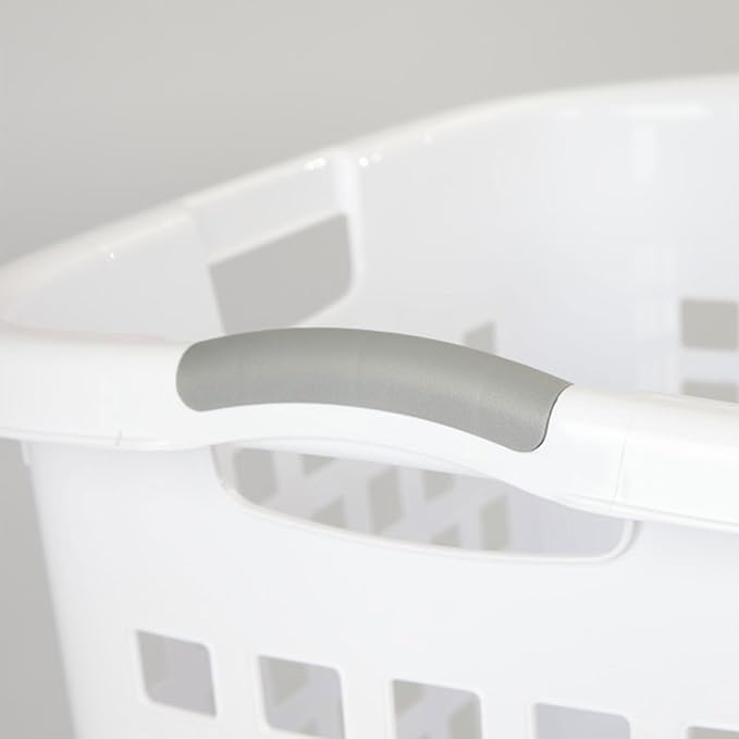 Sterilite Ultra Easy Carry Laundry Hamper, Comfort Handles to Easily Carry Clothes Between the Bedroom and Laundry Room, Plastic, White, 4-Pack