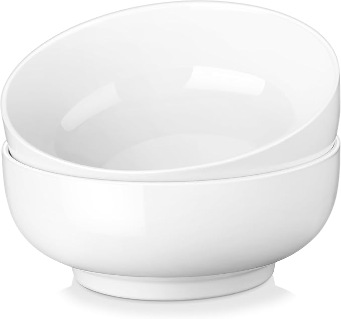 MALACASA Large Serving Bowls, 60 OZ (8") Ceramic Salad Bowls Set of 2