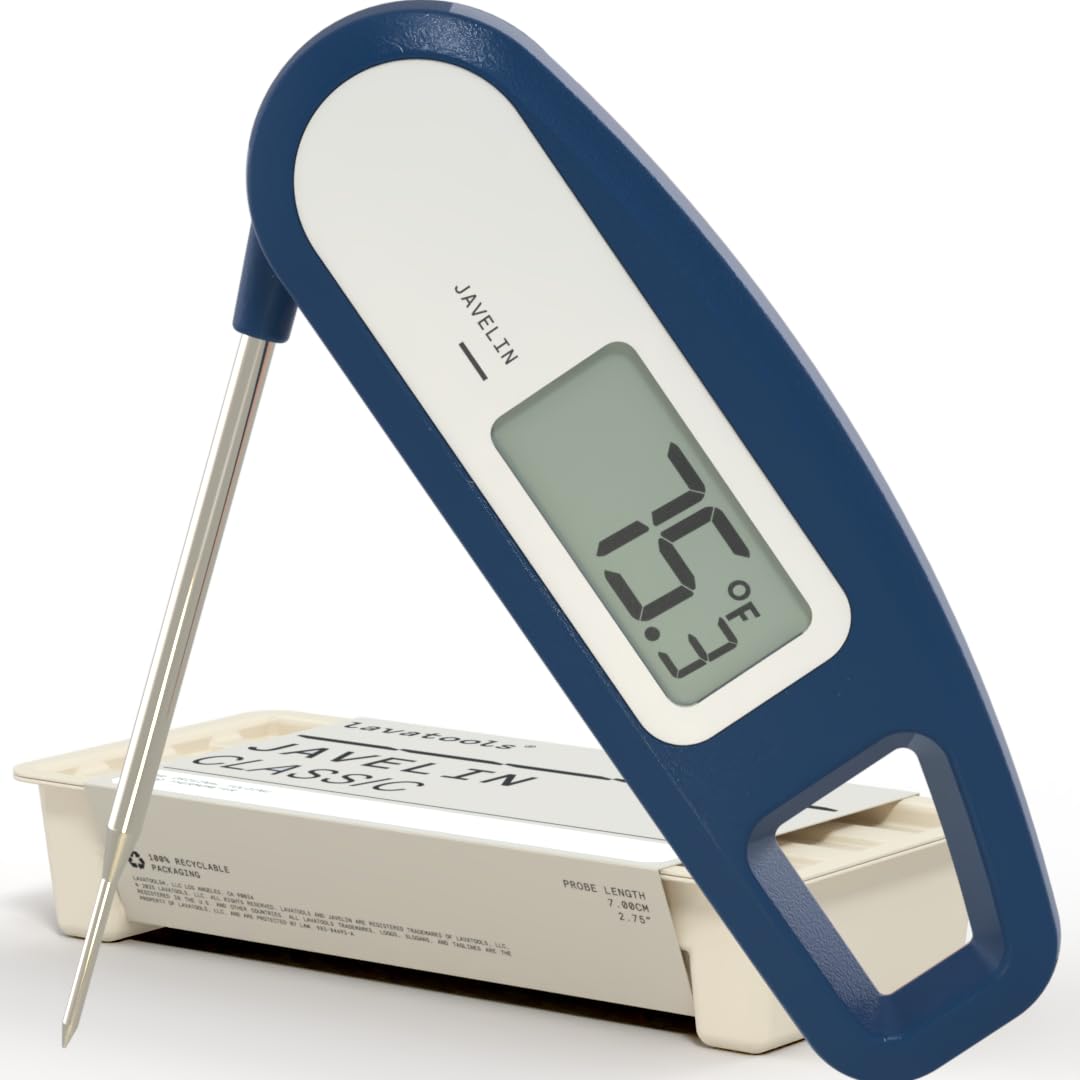 Lavatools Javelin® Ultra-Fast 3-Second Digital Instant Read Meat Thermometer for Grill and Cooking, 2.75" Probe, Compact Foldable Design, Large Display, IP65 Water Resistant, NSF Certified – Butter