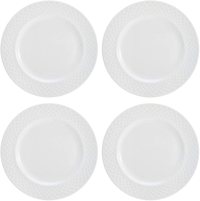 Mikasa Trellis 16-Piece Bone China Dinnerware Set, White, Includes Dinner Plates, Salad Plates, Cereal Bowls and Mugs, Dishwasher Safe