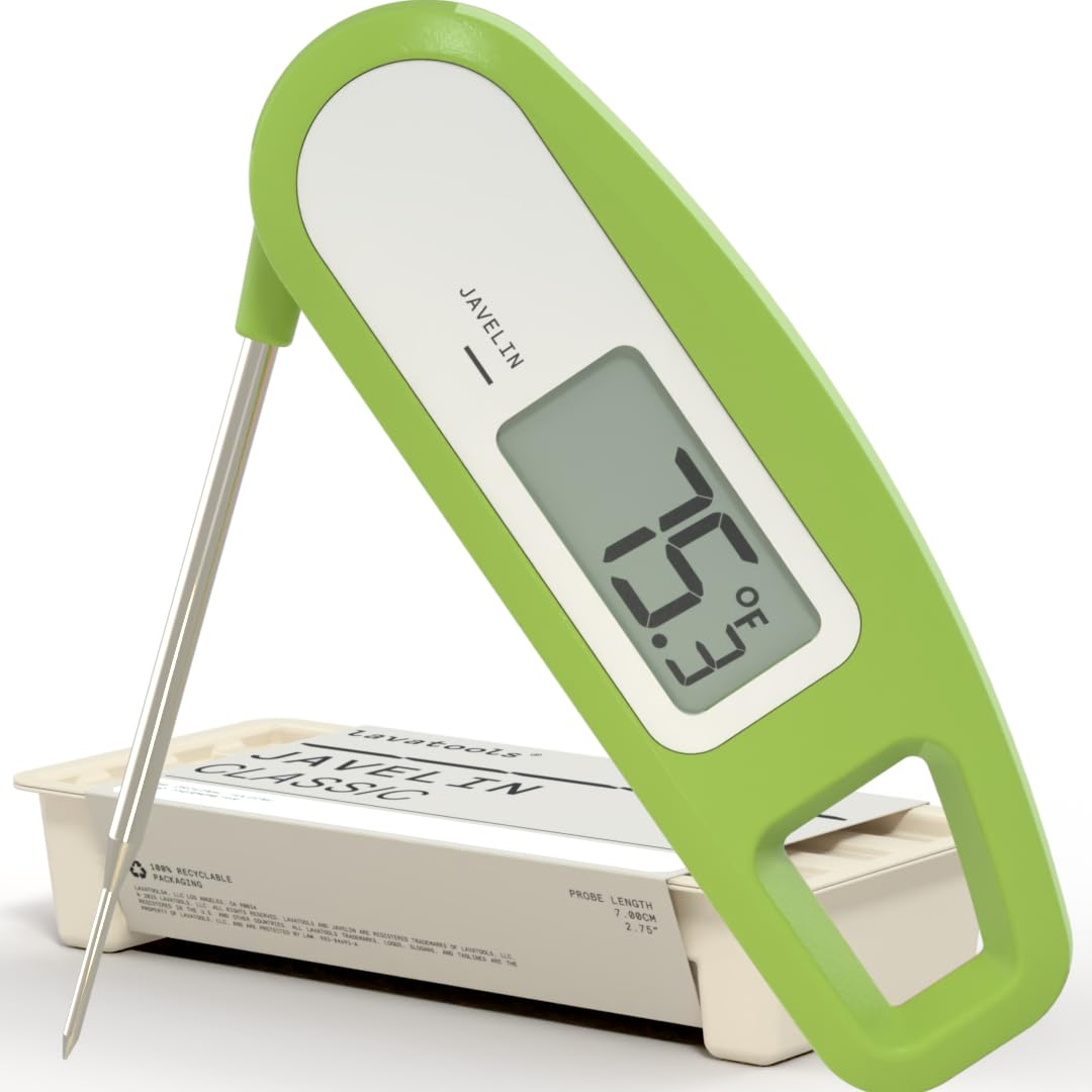Lavatools Javelin® Ultra-Fast 3-Second Digital Instant Read Meat Thermometer for Grill and Cooking, 2.75" Probe, Compact Foldable Design, Large Display, IP65 Water Resistant, NSF Certified – Butter