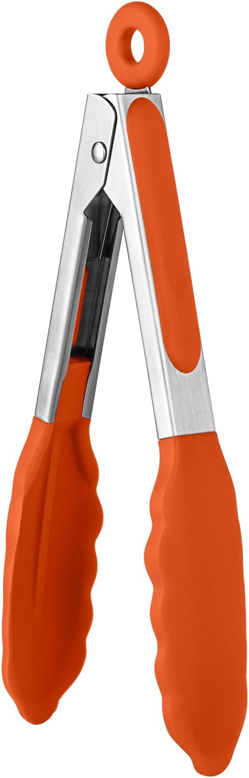 U-Taste Kitchen Tong for Cooking, 600ºF Heat-Resistant Silicone, 7in/Orange