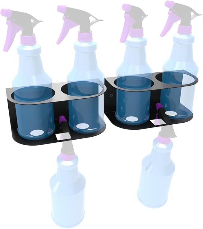 JINGCHENGMEI 3 Spray Bottles Holder, Steel Wall Mount Storage Organizer