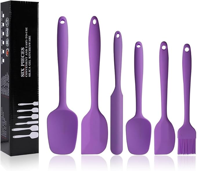 Silicone Spatulas Set, Rubber Spoon Spatula Heat Resistant Spoonula One Piece Design Seamless Spatula Non-Stick Scrapers Baking Mixing Tool (Blue Set)